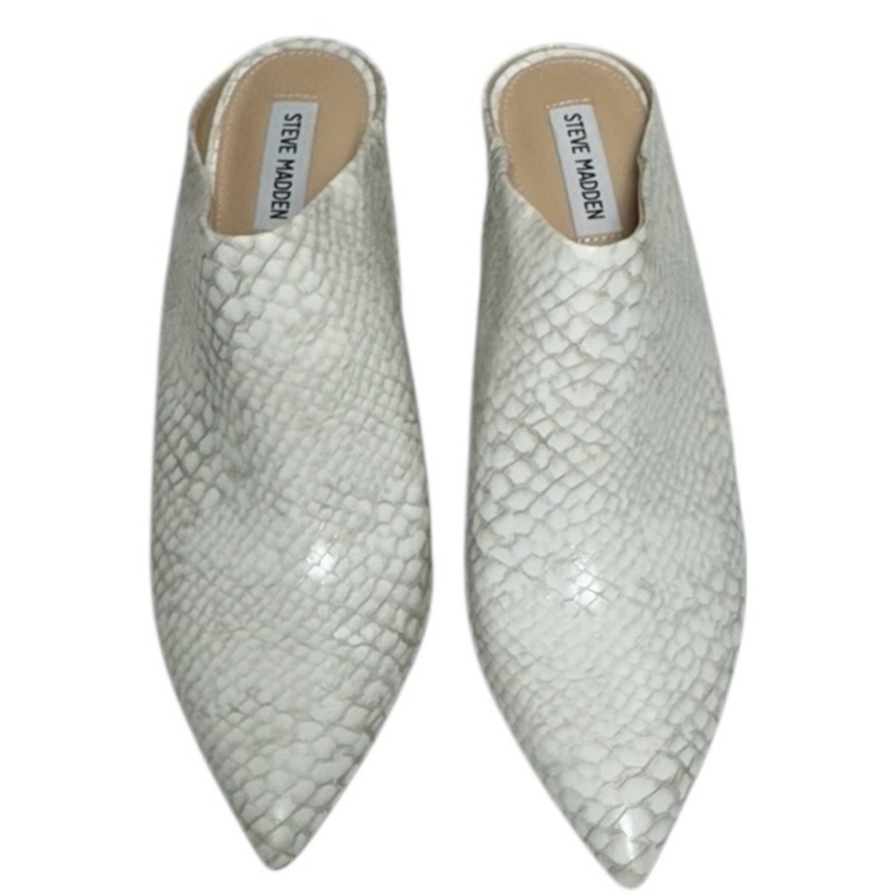 Steve Madden Women’s Barrie Gray and White Faux Snakeskin Block Heel Size 11 NWT - Picture 2 of 10